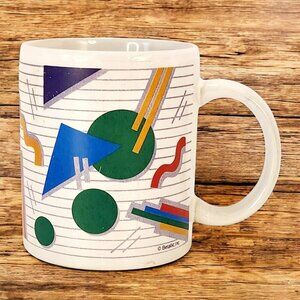 VTG Coffee Mug 1990s Geometric Ceramic Rad Color Block Shapes Saved By The Bell